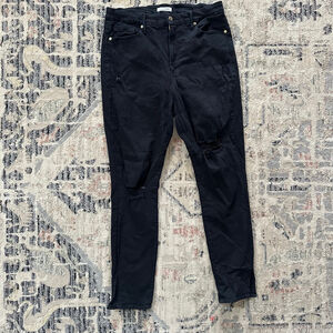 Women's GOOD AMERICAN Black Distressed Skinny Jeans Size 16